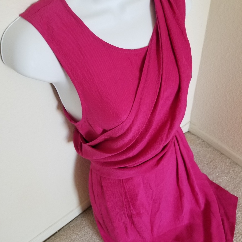 Neiman's Marcus roman grecian hot pink wrap dress
